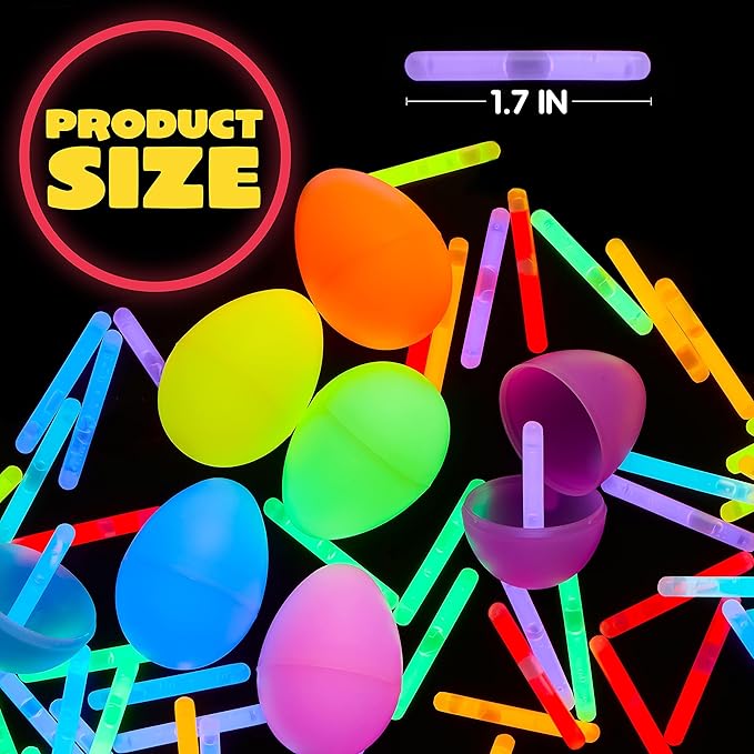 JOYIN 100 Mini Glow Sticks(1.7"), 8 Colors, Small Glow in The Dark for Easter Eggs Party Favors,Easter Basket Stuffer Party Pack, Weddings Classroom Decorations Prizes