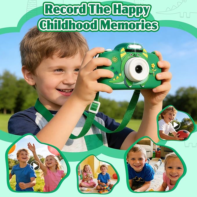 Kids Camera Toys for 3-9 Year Old Girls Boys. 2.4-inch Screen Children's Digital Camera with Fill Light,Christmas/Birthday Gift for Children.Comes with a 64G TF Card, Silicone Protective case/Lanyard