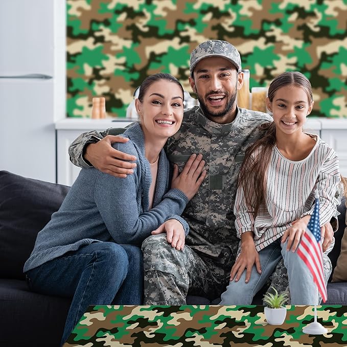 Kochorie Camo Tablecloth Roll 100 Ft X 54 Inch Camouflage Table Cover with Cutter Box Disposable Plastic Camo Table Cover Party Tablecloth Decorations for Camouflage Themed Party Supplies
