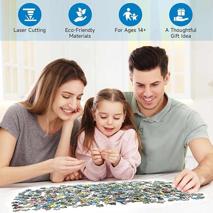 Puzzles for Adults 1000 Pieces, Sunset Horses in Water Romantic Landscape Puzzle, 28x20 Inch Challenging Animal Art Puzzle, Premium Family Game Decor & Gift