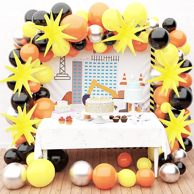 TONIFUL 4 Pcs 22inch 4D Light Yellow Explosion Star Mylar Balloons for Party Backdrop Christmas,New Year Birthday, Wedding Baby Shower Anniversary Photo Booth Supplies
