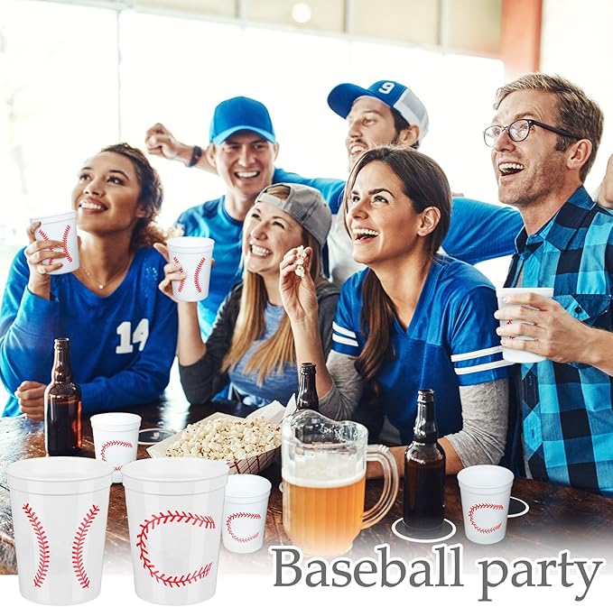 Norme 24 Pcs Rookie Of the Year First Birthday Decorations Baseball Plastic Cups Bulk Reusable Cups 16 oz Sports Party Supplies Decoration for Birthday Party Favor Event Family Dinner