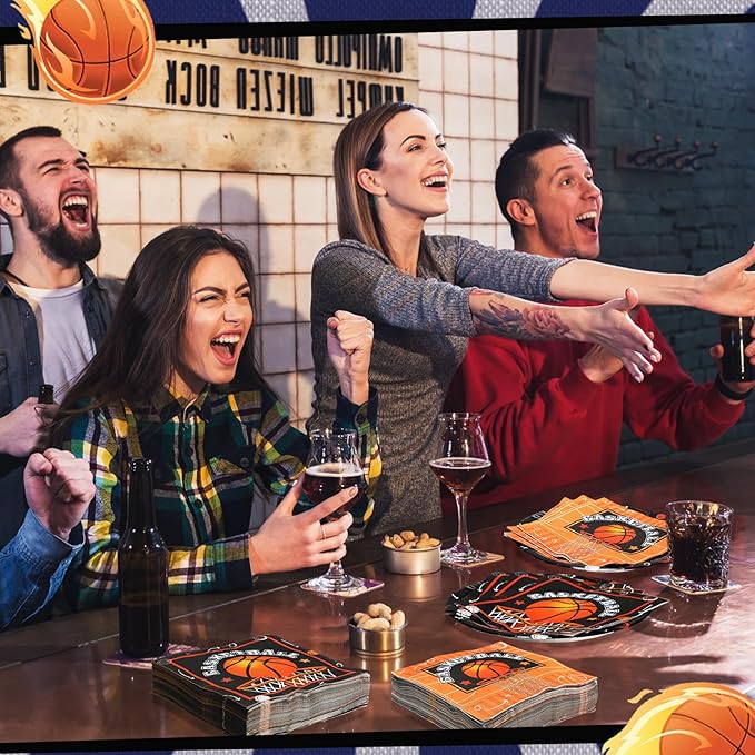 Umigy 100 Pcs Basketball Plates and Napkins Party Supplies Basketball Tableware Dinner Lunch Dessert Appetizer for Kids Boys Baby Shower Birthday Sport Party Decor Serves 50(Novel Style)