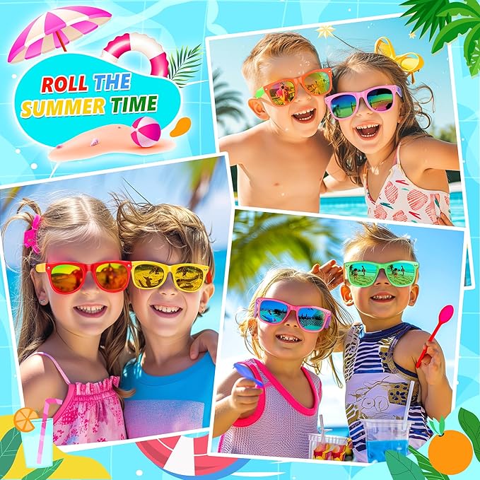 GIFTINBOX Kids Sunglasses Party Favors for Boys & Girls,Neon Toddler Sunglasses bulk with UV400 Protection, Pool Beach Party Favors, Goodie Bags Stuffers for Birthday Party -24pack
