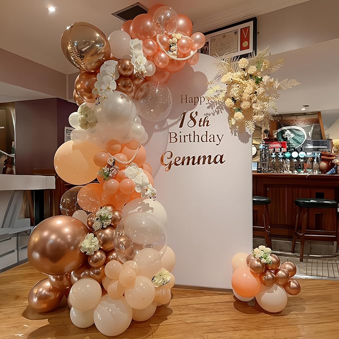 Rose Gold Balloons Garland Arch Kit 18 10 5 In Rose Gold Heart Foil Balloon Pearl White Chanmpagne Rosegold Confetti Balloons for Girls Women Mothers Day Bridal Baby Shower Birthday Party Decor
