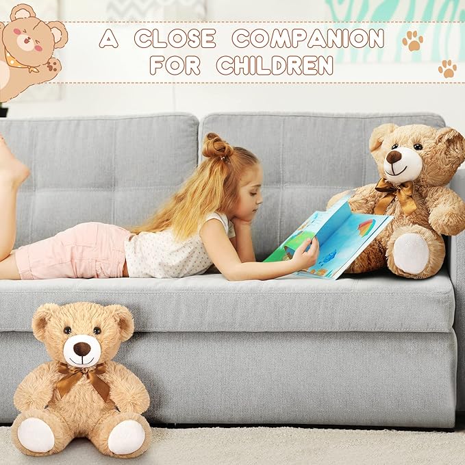 Zhanmai 18 Pcs 14 Inch Bears Stuffed Animal Bulk Gifts Plush Bear Toys for Birthday Baby Shower Graduation Party Favor(Light Brown)