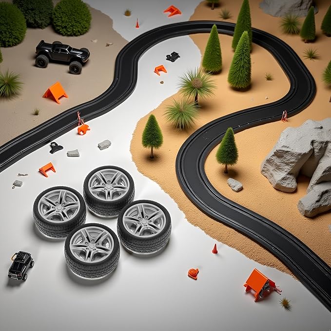 4Pcs Black Tires,48mm Simulation Rubber Wheel Tire Wheel Toy Model DIY RC Spare Parts Easy Installation Small in Size,Tire and Wheel Sets,Remote and App Controlled Vehicles and Parts,Wheels and Tires