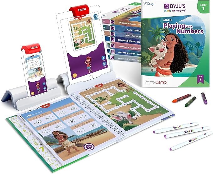 BYJU’S Learning: Disney 1st Grade Premium Edition for iPhone & iPad (App+8 Workbooks) Ages 5-7, Featuring Disney & Pixar Characters-Reading, Addition/Subtraction, Writing&Phonics-Osmo Base Included