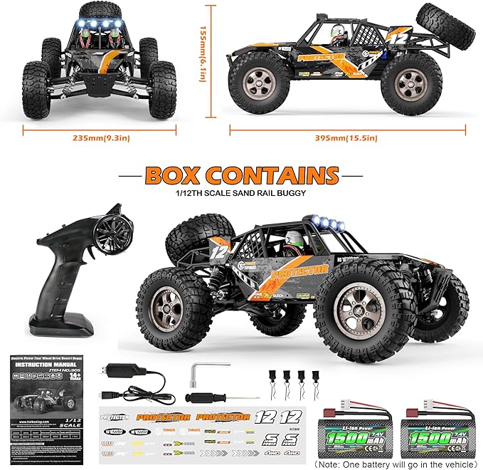 HAIBOXING Remote Control Car,1:12 Scale 4x4 RC Cars Protector 38+ KM/H Speed, 2.4G All-Terrain Off-Road Truck Toy Gifts for Boys and Adults Included Two Rechargeable Batteries Provide 40+ Min Playtime