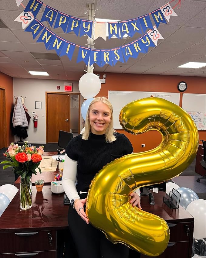 40 Inch Gold Number 5 Balloon, Giant 5 Number Balloons for 5th Birthday Decorations, Party Supplies for Baby Boy Girl, Gold Party Decor