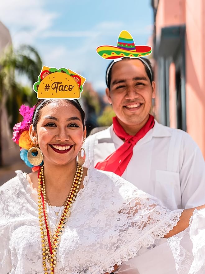 Melisheer Sombrero Party Hats, Mexican Sombrero Headbands, Colorful Cardboard Cinco De Mayo Headpieces, Fiesta Head Toppers