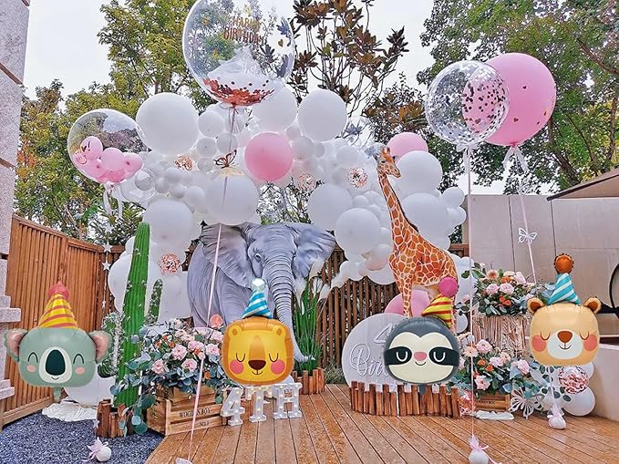 Lion Bear Koala Sloth Foil Animal Balloons Kids Baby Shower Birthday Party Supplies Children Jungle Themed Decorations Woodland Safari Animal Balloons 4Pcs