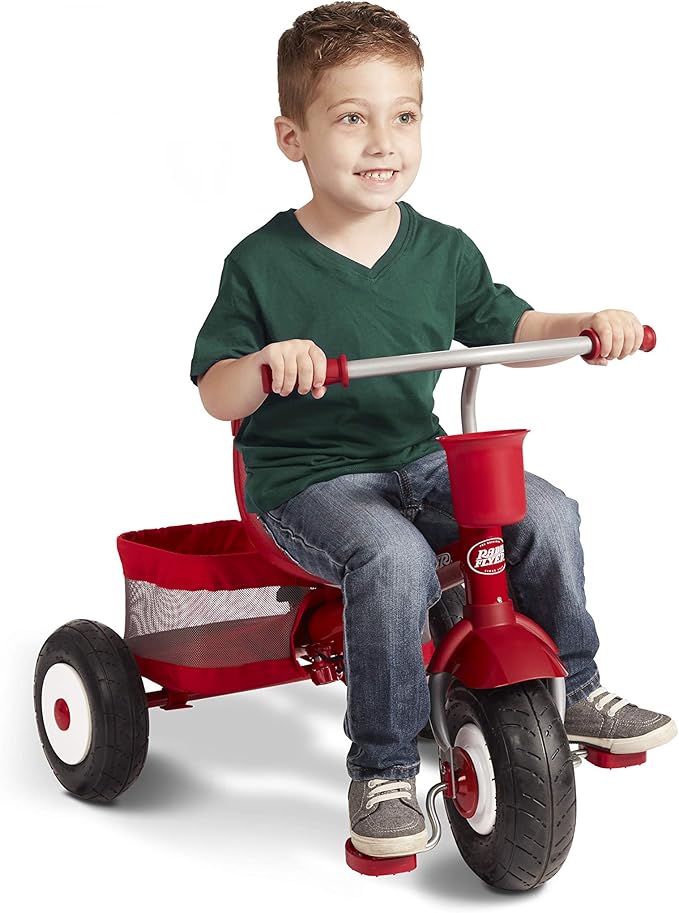 Radio Flyer Ultimate All-Terrain Stroll ’N Trike, Ages 1-5, Convertible 4-in-1 Tricycle, All-Terrain Tires, Parent Push Handle, UV Canopy, Accessories, Safety Harness, Stroller Tricycle for Toddlers