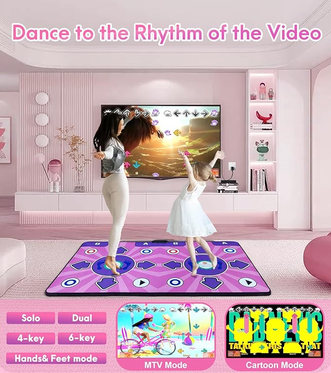 Dance Mats, Double Dance Mat with TV HD Port for Kids and Adults, Non-Slip Wireless Dance Pad with English Manual, Plug and Play, Christmas Birthday Gifts