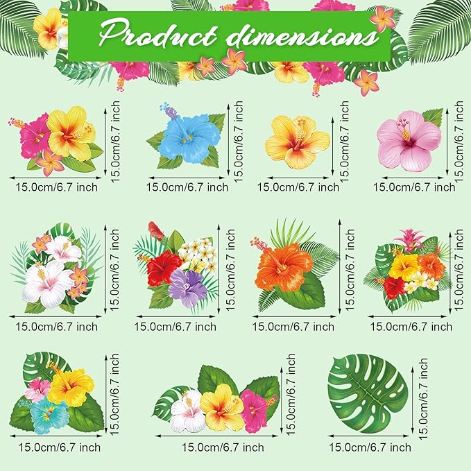 Outus 30 Pieces Hawaiian Luau Birthday Party Hanging Swirl Decorations, Flower Tropical Palm Flamingo Sign Foil Ceiling Decor for Floral Tropical Party Summer Beach Pool Tiki Supplies(Flower)