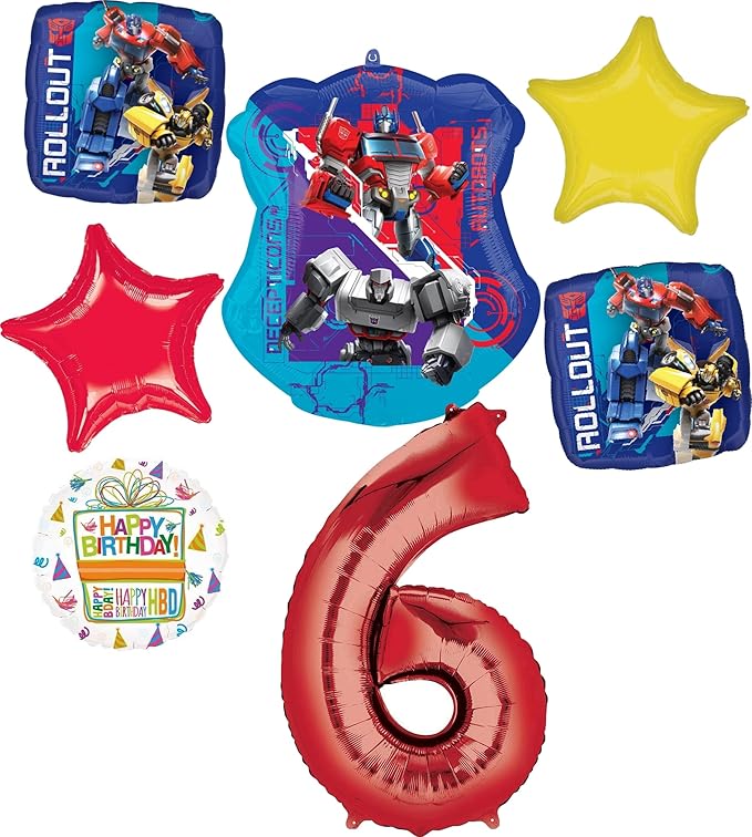 Anagram 6th Birthday Party Supplies 7pc Transformer's Foil Balloon Bouquet Decorations