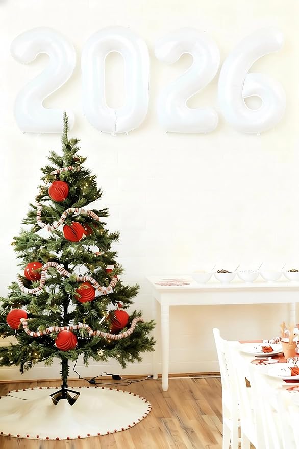 White 2026 Number Balloon, 40 Inch 2026 New Years Decorations, 2026 Balloons Numbers for New Years Eve Party Supplies,Graduation Parties
