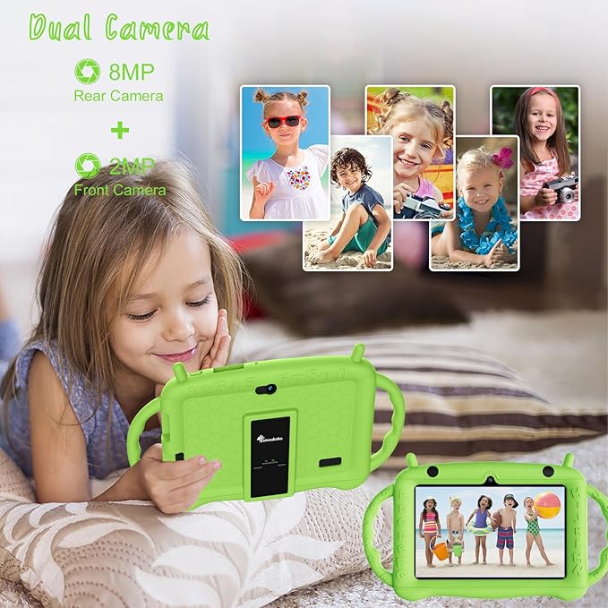 7 inch Tablet for Kids 2-10, Educational Learning Toddler Tablet Android 12 with Shockproof Case, 2GB RAM+32GB ROM, Parental Control, Dual Camera, Gift for Boy Girl