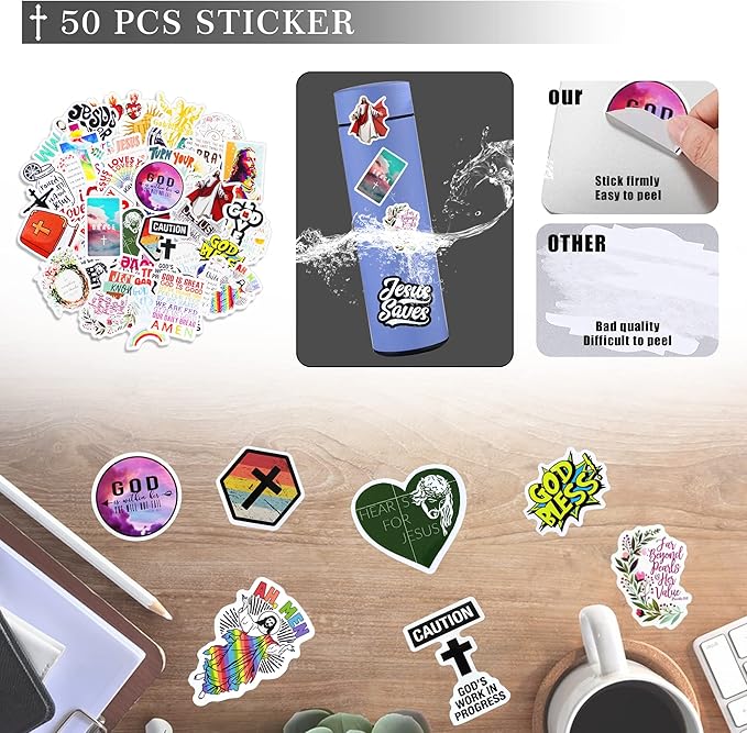 98 PCS Bible Verse Party Favors, Jesus Party Favors Cross Necklace Goodie Bags with Stickers, Rubber Bracelets, Button Pins and Bags for Christian Gathering Party Supplies Decorations