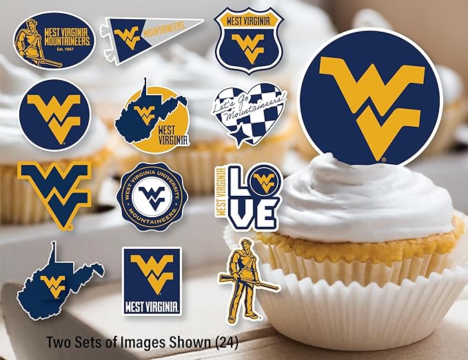 West Virginia University Cupcake Topper Party Supplies for WVU Football, Birthday, Graduation Party Decorations (24 Pieces) (West Virginia Mountaineers)