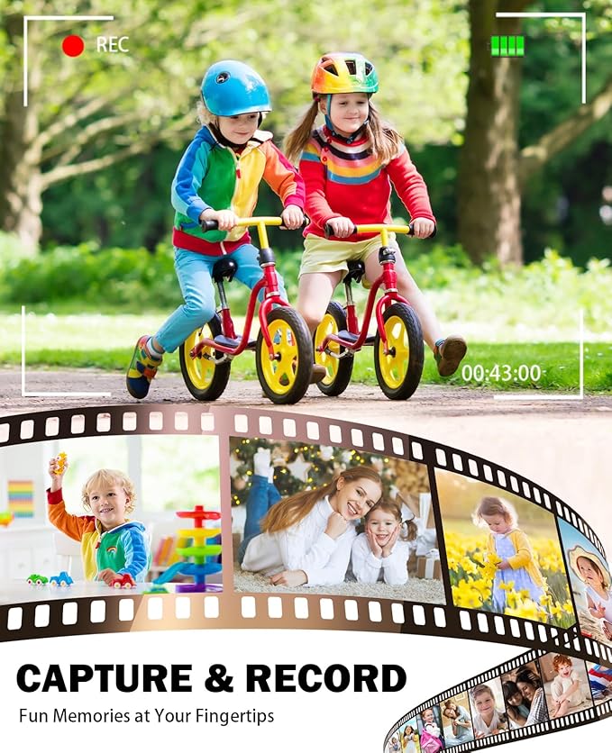 Kids Camera,4K Digital Camera for Photography,48MP 1080P HD Video Selfie Camera,with 180° Flip Screen Flash,with 32GB SD Card,for Starter Kid Children Teen Student Girl Boy(White)