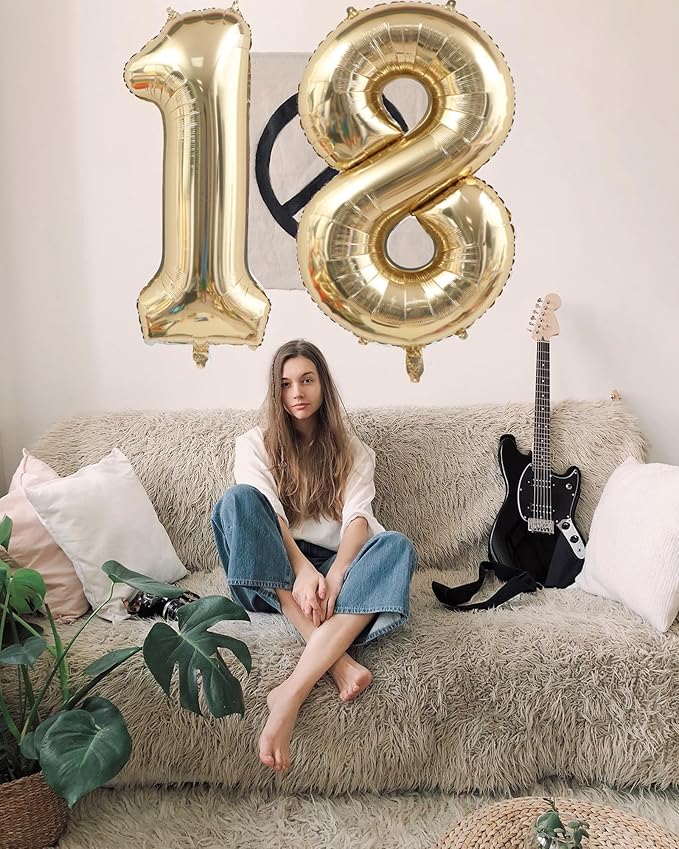 40 Inch Light Gold 19 Number Balloons White Gold Giant 19 Foil Mylar Helium Large Digital Balloon Champagne Gold Birthday Numbers Jumbo Balloons 19th or 91st Anniversary Party Decorations Supplies