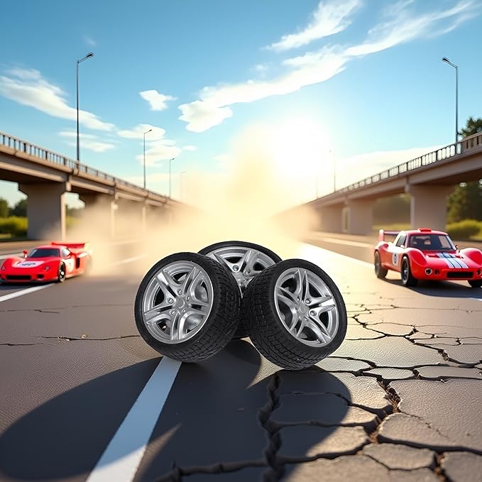 4Pcs Black Toy Car Wheel Tires,48mm Simulation Rubber Wheel Tire Wheel Toy Model DIY RC Spare Parts Easy Installation Small in Size,Remote and App Controlled Vehicles and Parts,Wheels and Tires