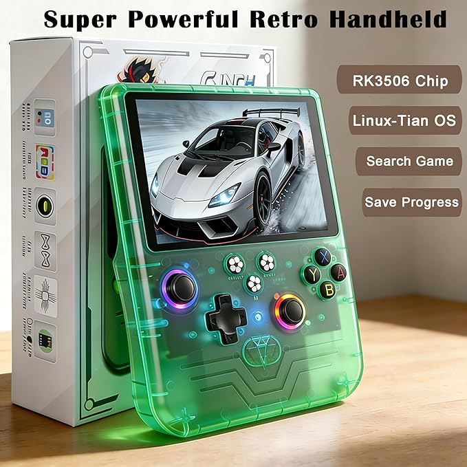 RegiisJoy R60 MAX 40000 in 1 Handheld Game Console, 5.5 Inch IPS Screen Retro Gaming Consoles Main Emulators, Portable Mini Pocket Arcade 6000mAh Battery,128G TF Card, RGB Joysticks