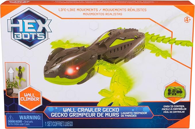 HEX BOTS Wall Crawler Gecko with Official Wall Climber Technology, Rechargeable Remote Control Robot Kids Toys, Prank Toys for Boys & Girls Ages 4 & Up