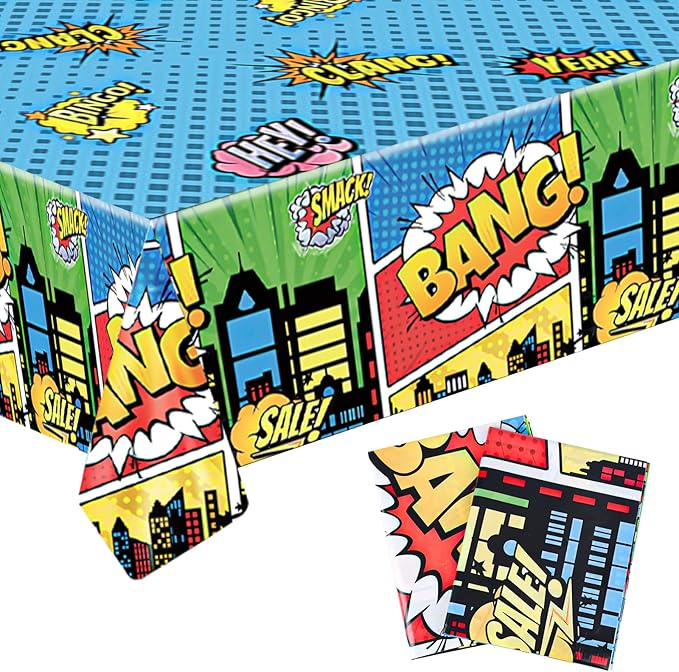 2pcs Hero Themed Birthday Tablecloth, Dessert Table Cloth Party Table Decorations Hero Table Cloth Party Supplies Tablecloth for Birthday Party Men Women