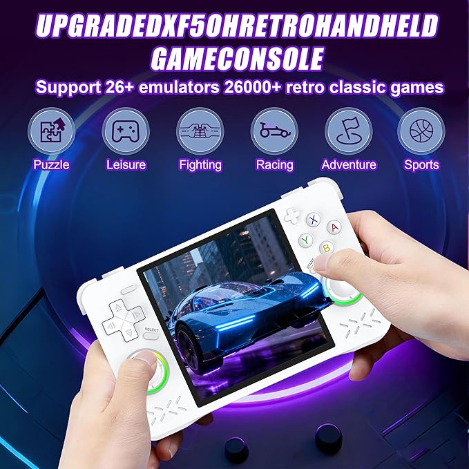 XF40H Handheld Game Console, Retro Gaming Console with 4.0 Inch 4K HD IPS Screen, Support WiFi Online sparing，Preloaded 20,000+ Classic Games- Includes Exclusive Cool Stickers