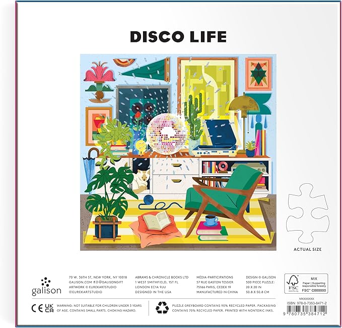 Galison Disco Life – 500 Piece Foil Jigsaw Puzzle Featuring Beautiful Artwork of Disco Ball Inspired Still Life