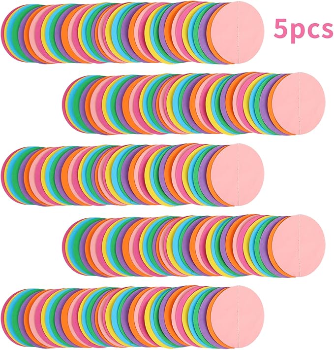 RUBFAC 5pcs Colorful Paper Garland Party Decorations Circle Dots Hanging Rainbow Decorations for Birthday Wedding Baby Shower Classroom Candyland Streamers Party Supplies (66ft)