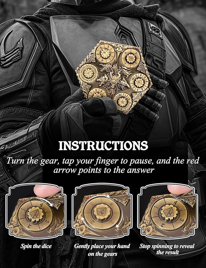 D&D Dice Set,7PCS Metal Dice for Dungeons and Dragons,Mini Dice Set with Pocket Watch Case,Role Playing Board Games Accessories (Dragon, Gold-S)