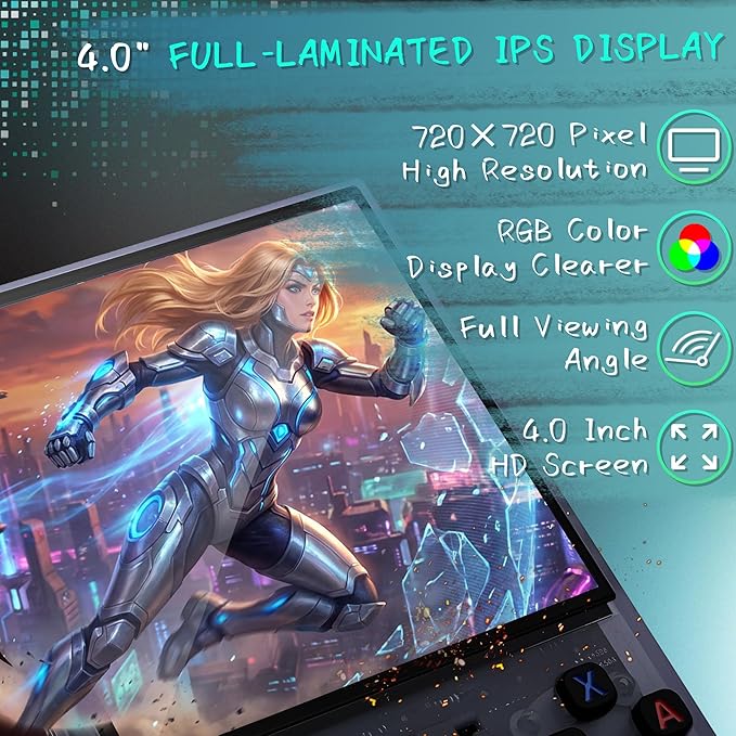 R36MAX Handheld Game Console, 40000+ Games Retro Gaming Console, 256GB TF Card Mini Retro Video Console, 4000mAh Rechargeable 4.0" IPS HD Screen Portable Pocket Arcade (Transparent Grey)