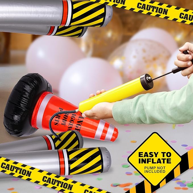 ArtCreativity Old Zone Inflatable Barricade + Cone for Over The Hill Party Decorations, 40th, 50th, 60th Birthday Decorations, 100 Days of School Costume Accessories