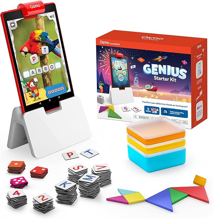 Osmo - Genius Starter Kit for Fire Tablet - 5 Educational Learning Games - Ages 6-10 - Math, Spelling, Creativity & More - STEM Toy Gifts for Kids, Boy & Girl (Fire Tablet 5 Games)