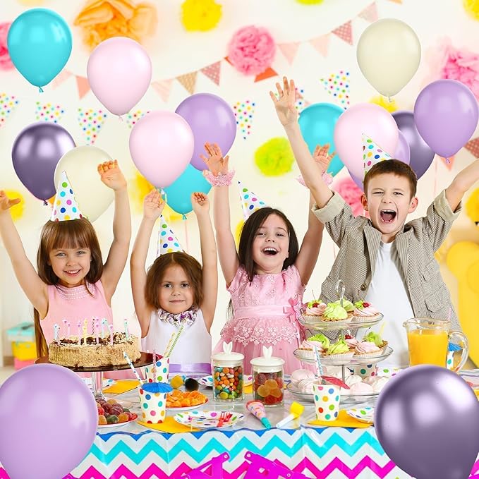 Pink Blue Purple Balloon,60 Pcs 12 Inches Metallic Purple Sand White Balloons for Kids Butterfly Birthday Decorations Birthday Balloons Baby Shower Engagement Party Supplies