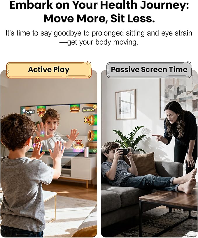 AR Motion Game Console for Kids: Plug and Play TV Video Game System for Indoor Physical Play Interactive Family Fun Game Nights Parties Playtime - Great Gift for Boys Girls (Pink&White)
