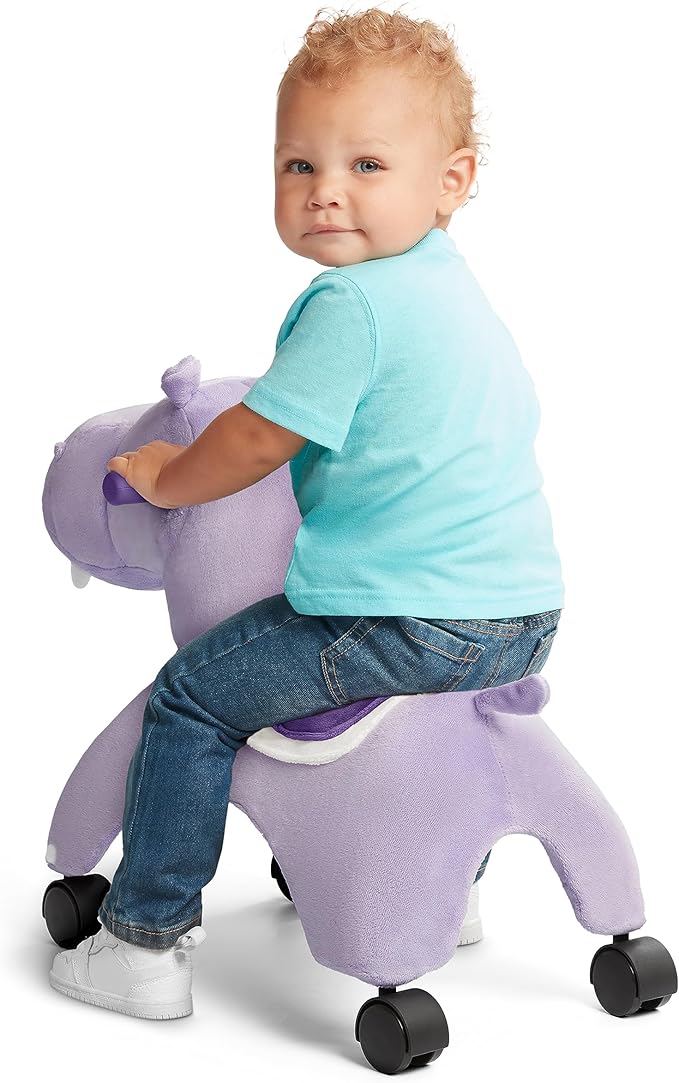 Radio Flyer Holly The Rolling Hippo Ride On, Ages 1-3, EZ-Glide 360-degree Wheels, Easy Grip Handles, Soft Plush Face, Ideal for Active and Imaginative Play, Toddler Ride On Toys