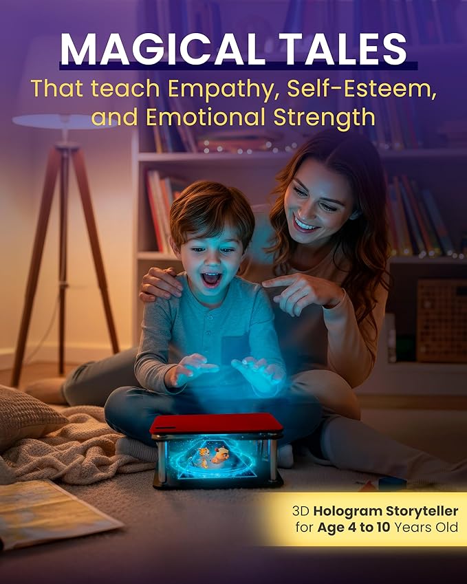 Heromask Tales: 3D Stories in 5 Languages | Gift Ages 4-10 | Innovative Educational Hologram Pyramid | Narrated by Native Storytellers in Multiple Languages to Develop Kids' Emotional Intelligence