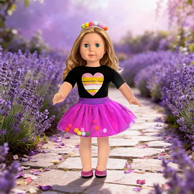 American 18 inch Doll Clothes Accessories, 18PCS Doll Clothes Outfit Dress for 18 inch, Valentine's Gift for Girls(10 Set)