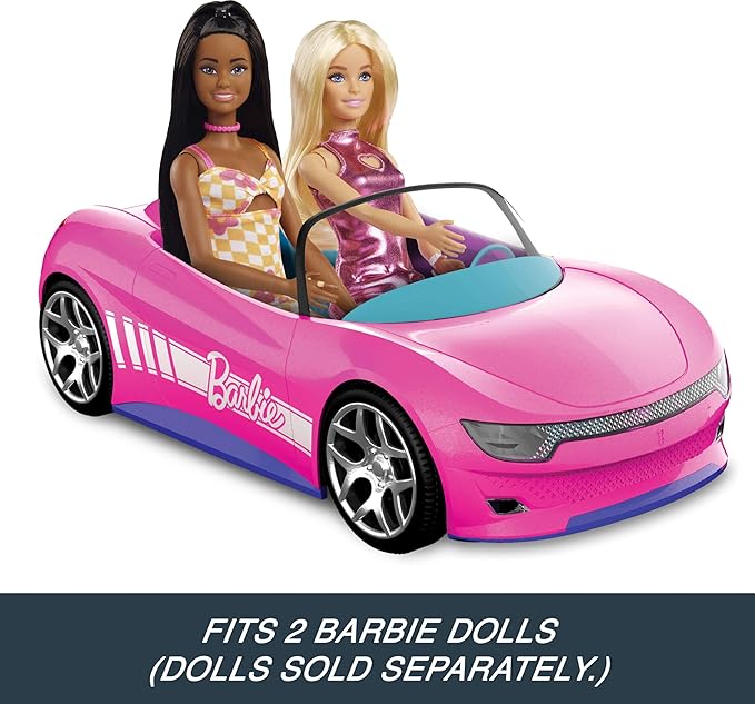 Hot Wheels Barbie RC Toy Car, Remote-Control Pink Convertible, Can Hold 2 Barbie Fashion Dolls & Trunk Opens for Storage, Sticker Sheet for Customizing