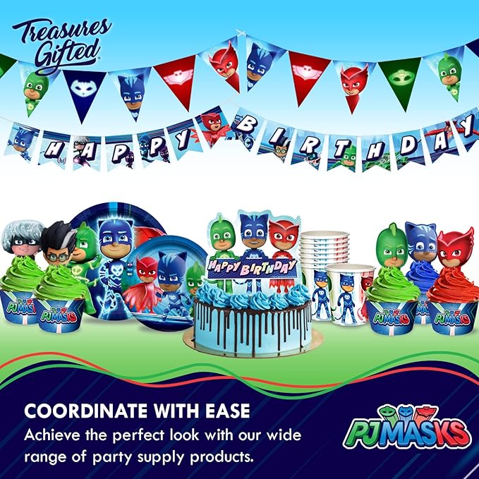 Treasures Gifted Officially Licensed PJ Masks Banner - Masks Birthday Party Supplies - Party Decorations - Wall Decor