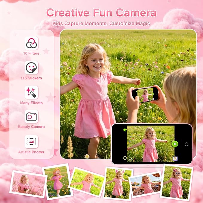 AI Digital Camera for Kids with WiFi, Photo Recognition & Voice Dialogue, 4" Touch Screen AI Kids Smart Camera with Dual Lens, Portable Learning Toy, Christmas Birthday Gift for Ages 3-15 (Pink)