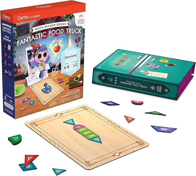 Osmo - Math Wizard and the Fantastic Food Truck Co. Games iPad & Fire Tablet -Ages 6-8/Grades 1-2 -Learn Geometry-Curriculum-Inspired-STEM Toy Gifts for Kids, Boy & Girl-Ages 6 7 8(Osmo Base Required)