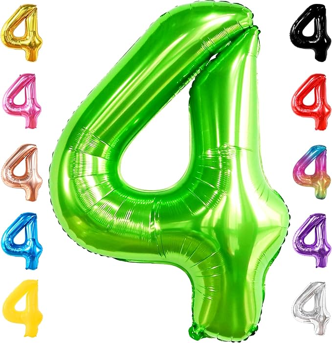 KatchOn, Light Green Number 4 Balloons - 40 Inch | Green 4 Balloon Number for Birthday Party Decorations | Lime Green Balloon for Dinosaur Birthday Decorations 4 Year Old Boy | Anniversary Decoration