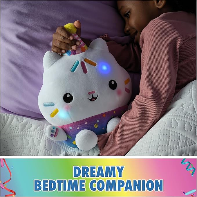 Gabby's Dollhouse Celebrations, Sprinkle Party Cakey Cat Plush, 10-Inch Interactive Stuffed Animal with Sounds, Kids Toys for Girls & Boys Ages 3+