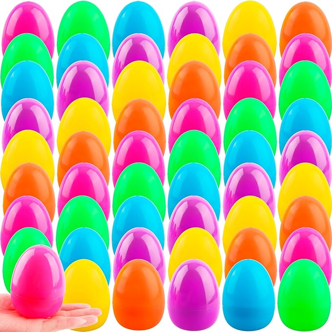 4 Inch Plastic Fillable Easter Eggs 36/54/ 66/78 pcs Large Colorful Easter Egg Big Flat Bottom Eggs Bulk for Easter Basket Fillers Egg Hunt Party Supplies (36 Pcs (6 Color) - Flat Bottom (4 Inch))