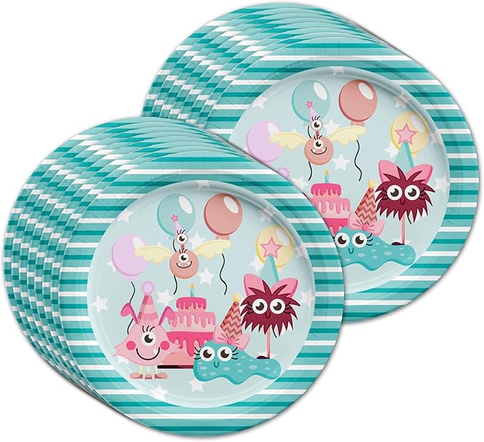 Mighty Monster Girl Birthday Party Supplies Set Plates Napkins Cups Tableware Kit for 16